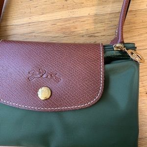 Longchamp forest green tote purse
